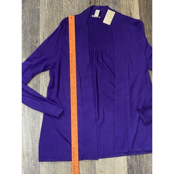 Chico’s Emma Cardigan Sweater Silk Blend Size 1 M African Amethyst Purple NWT - Picture 6 of 9
